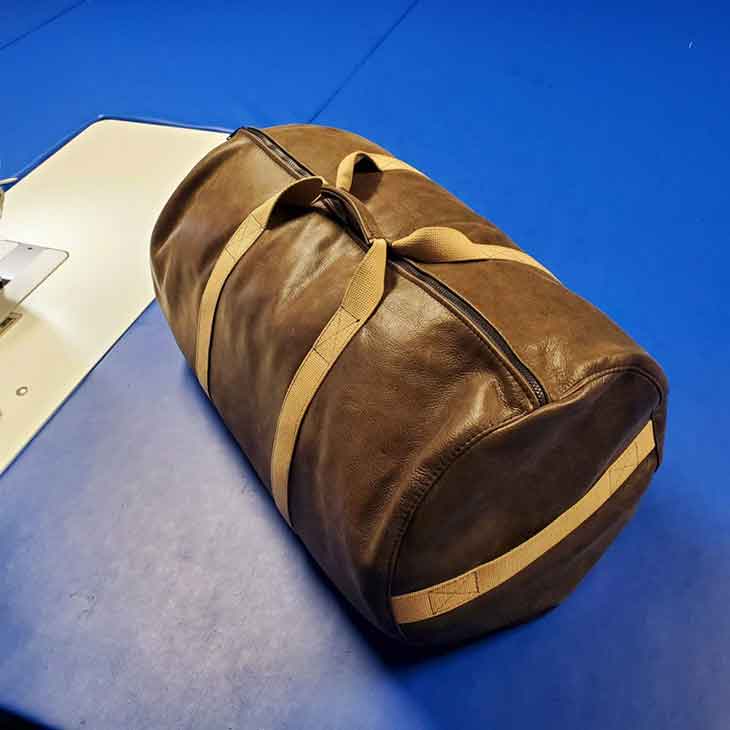 custom leather duffle